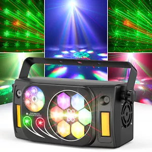 6-IN-1 RGBW Laser Beam Strobe Light DJ Disco Party Stage DMX Lighting w/Remote - Picture 1 of 12