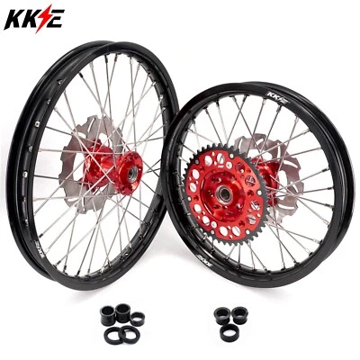 KKE 21-18 MX Wheels Spoked Rims Fit Honda XR400R 1996-2004 XR600R 1991-2000 Red - Image 1 of 4
