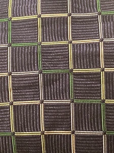 GRANT THOMAS Mens Silk Necktie Blue Green Gold Geometric EUC - Picture 1 of 5