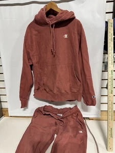 Y2K Vintage Champion Reverse Weave Sweatsuit Large Coral Sweatshirt Pants - Picture 1 of 8