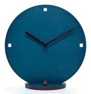 Silent Teal Wooden Analog Desk & Wall Clock - Non Ticking Timekeeper for Hallway - Picture 1 of 7