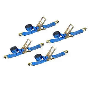 USA 4 Pack Heavy Duty 3" x 30' Ratchet Tie Down Strap w/J Hook WLL 5400 LBS BLUE - Picture 1 of 7