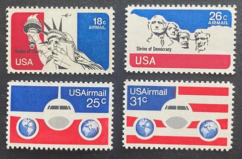 US Stamps, Scott C87-90 set airmails 1974/1976 VF to XF M/NH. Nice fresh set Cover