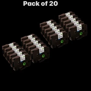 Labelife 20-Pack Black Ink On White Laminated Tape 12mm 0.47" TZe231 Brother PT - Picture 1 of 7