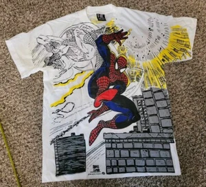 Vintage Reprint Spider-Man Marvel Comics Marvel AOP T Shirt Size Large VTG - Picture 1 of 6