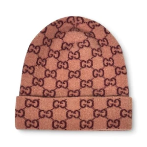 Original Gucci Beanie Wintermütze GG Monogramm Wolle Rosa Logo Gr. S - Bild 1 von 12