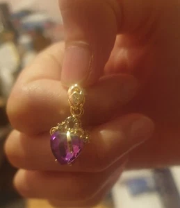 Valentines Luxury Amethyst Heart-Shaped Pendant - Picture 1 of 3