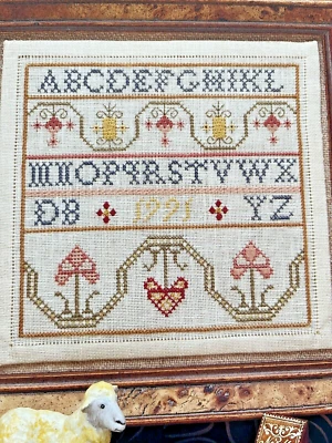 Rustic Cross Stitch Chart English Band Sampler Pattern Primitive Homespun - Image 1 of 4