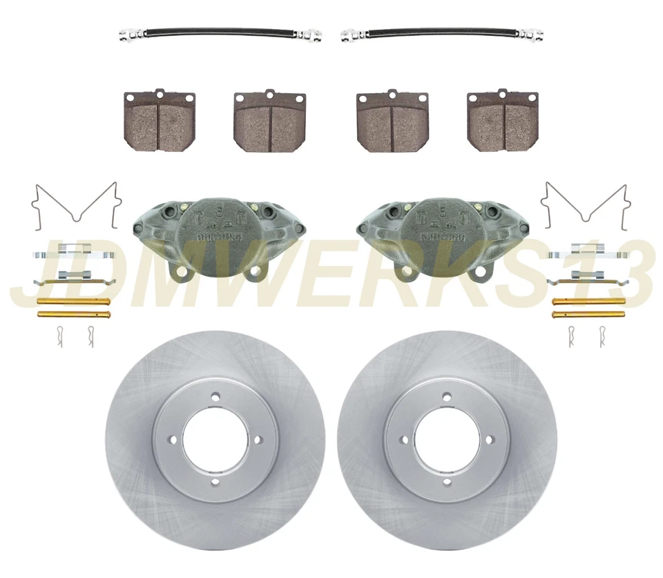 KIT DE RECONSTRUÇÃO DE FREIO DIANTEIRO Pinças Rotores Pastilhas Linhas para NISSAN DATSUN 260Z 280Z - Imagem 1 de 3