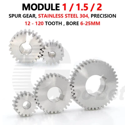 Engranaje helicoidal módulo de acero inoxidable 1 1,5 2 motor piñón 12 a 100 dientes engranaje plano Foto 1 de 4