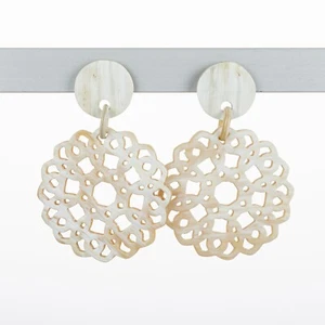 Horn Ohrringe Mandala groß handgemacht Büffelhorn Ohrhänger Natur handmade - Bild 1 von 12