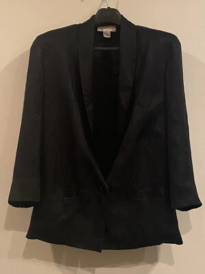 Chaqueta vintage LUNA 100 % seda negra con estampado geométrico con hombrera grande - 6 Foto 1 de 4