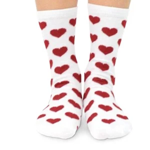 Women Girl Funky Novelty Red/Pastel Valentine HEART Love Print Crew Socks-Choose - Picture 1 of 18