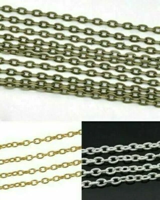 1m, Armband, Kette, Gliederkette, 5x3mm, Meterware,  gold- silber- bronzefarben - Bild 1 von 4