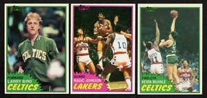 1981 Topps 4 Larry Bird 21 Magic Johnson 75E Kevin McHale HOF RC All NM to Mint - Bild 1 von 2