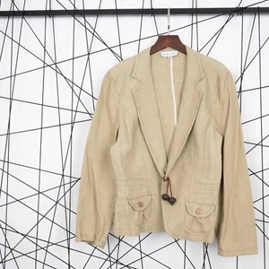 GERARD DAREL Women's 100% Linen Beige Casual Classic Blazer Size IT: 46 / L/XL - Picture 1 of 8