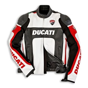 Ducati Corse 2010 Motorcycle Jacket Men’s Leather Biker CE Armor Racing Gear - Foto 1 di 4