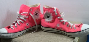 Converse all star Chuck Taylor high top pink handpainted mens size 9 womens 11 - Picture 1 of 19