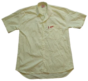 Vintage 1989 Coca-Cola Sports Wear Men's Large Casual Shirt Fluro Yellow Stripes - Picture 1 of 10