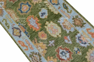 Green Oushak Hand Knotted 4x6, 5x8, 6x9, 8x10, 9x12, 10x14, 12x15 Wool Runner - Picture 1 of 8