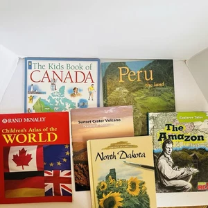 Lot of 6 Children's Geography Books North South America Atlas Canada Peru Amazon - Picture 1 of 17