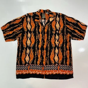 Pineapple Connection Herren Hawaii Tribal Flames Kurzarm Hemd Orange XL - Bild 1 von 7