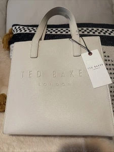 Borsa a mano Ted Baker Logo The ICON Tote White Off Medium nuova con etichetta - Foto 1 di 5