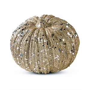 K&K Interiors 40610A 4,5 Zoll Champagner Glitzer Kürbis - Bild 1 von 1