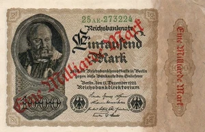 Genuine 1 Billion Mark weimar inflation banknote 1922 nearly unc !! - Picture 1 of 2