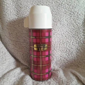 Vintage Thermoskanne Tartan rosa, rot & braun Modell 18 Refill 14 Mid Century - Bild 1 von 13