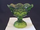 LE Smith Moon Stars Glass Green Pedestal Compote Candy Dish 5 7/8? x 5? approx 