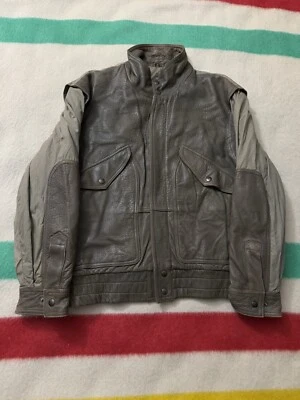 Chaqueta de cuero de algodón vintage años 80 Jeffery Banks Lakeland contraste 2 tonos mediana Foto 1 de 4