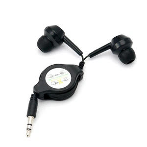 TRIXES Earbud Headphones Black NEW Anti Tangle Retractable 3.5mm Headphones - Picture 1 of 4