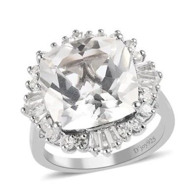 White Topaz Ballerina Halo Ring in Platinum Over SS  (Size 7.0) 9.50 ctw - Image 1 of 4
