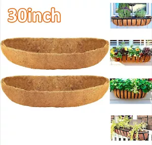 2Pcs 30-inch Natural Trough Coconut Fiber Coco Liners for Window Box Planter - Picture 1 of 14