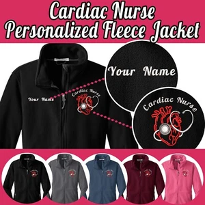 Personalized Embroidered Cardiac Nurse Zip Up Fleece Jacket Comfortable Apparel - Picture 1 of 15