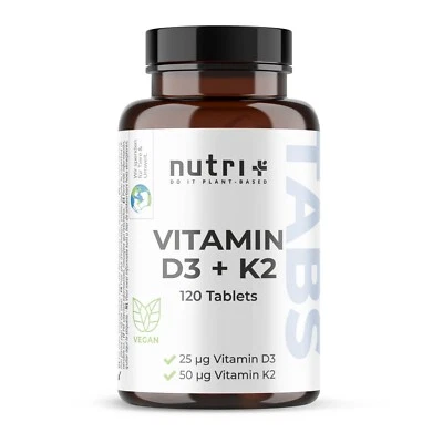 NUTRI-PLUS Vitamin D3 K2 Vegan Tabletten - D3+K2 Depot - D3 1000 i.e. K2 MK7 keine Kapseln
