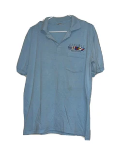 Vtg Stedman Polo Shirt Size XL Light Blue Bahamas Freeport Made in USA FLAW - Picture 1 of 7