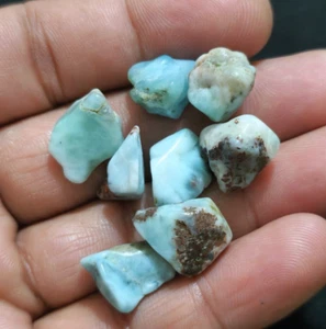 Lote de 8 piezas hermosas piedras preciosas sueltas ásperas Larimar raras Larimar tamaño crudo 14-17 mm - Imagen 1 de 7