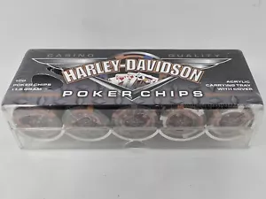 Juego de fichas de póquer Harley Davidson 100 unidades 11,5 gramos con bandeja de transporte de acrílico NUEVO - Imagen 1 de 15