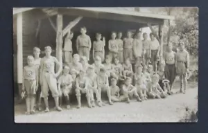 Postal con foto vintage de Camp Maquam Swanton, Vermont en blanco y negro - Imagen 1 de 2