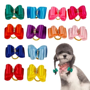 50/100pcs Christmas Dog Cat Hair Bows Rubber Band Pet Grooming Topknot Headdress - Picture 1 of 12
