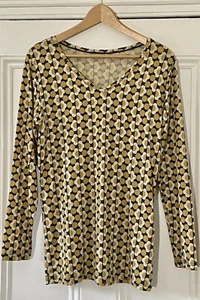Orla Kiely X Uniqlo Heattech Womens Yellow Geometric Flower Thermal Top XL UK 16 - Picture 1 of 13