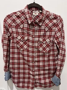Levi’s Western Shirt Plaid Woven Pearl Snap Front Women’s Medium - Picture 1 of 6