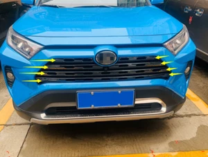 Stainless Steel Front Grille Cover Trim for 2019-2023 Toyota RAV4 Black Strip 6p - Picture 1 of 5