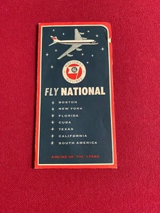 1960's, "NATIONAL" Airline Ticket Jacket w/ Bag Stubs (Scarce / Vintage) - Picture 1 of 3