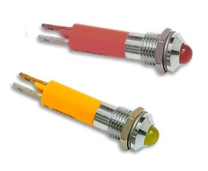 LED indicator prominent, chrome rim 24v 6mm dia choose RED YELLOW 6LEDx24 - Picture 1 of 3