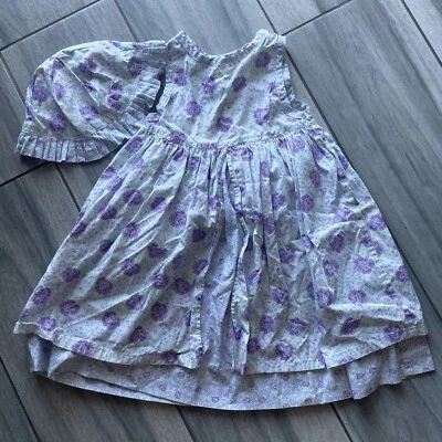 Niñas Vestido Floral Púrpura y Blanco Sombrero a Juego 4T Primavera Verano Vestido Foto 1 de 4