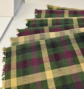 Park Designs set of 6 placemats Green Beige Purple Plaid 100% cotton - Picture 1 of 6