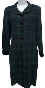 Vestido para mujer BROOKS BROTHERS tartán a cuadros terciopelo botones puños lana ajustado EE. UU. L - Imagen 1 de 6